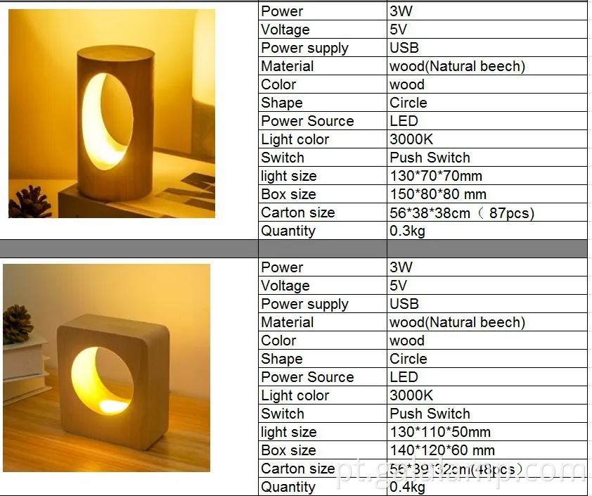 Presente de ponta, madeira sólida inteligente, luz noturna LED, criativo